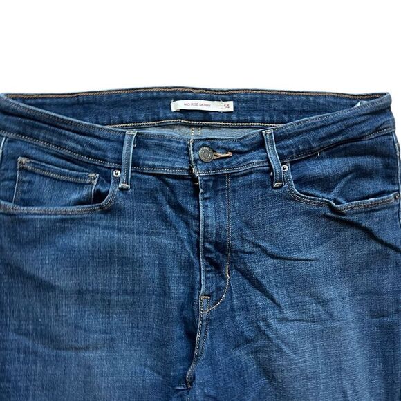 Womens Levis Mid-Rise Medium Stonewash Rinse Skinny Jeans - Sz 14 - Picture 4 of 5